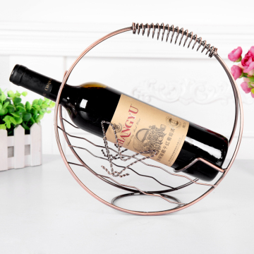 过新年礼品欧式创意铁艺不锈钢电镀酒吧吧台摆件红酒葡萄酒架圆形