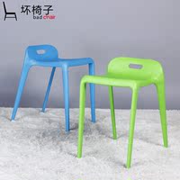 坏椅子 宜家餐椅 时尚马椅创意高凳 家用简约餐凳  加厚塑料凳子