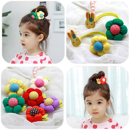 女童扎头发饰品韩国经典五瓣花儿童发绳头绳婴幼儿全包布安全发夹