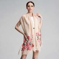麦卡夫2015秋冬季新品 时尚百搭女长款印花两用羊毛围巾披肩