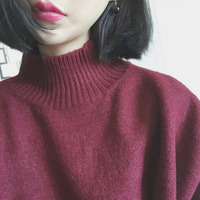 现货女装韩版新款宽松百搭显瘦半高领纯色简约针织套头毛衣毛线衣