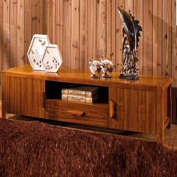 现代中式实木电视柜 小户型客厅地柜 虎斑木色电视机柜家具储物柜