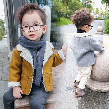 韩国中长款加厚羊羔毛绒外套儿童女童装大衣毛呢冬季宝宝冬装上衣