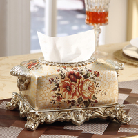 奢华欧式客厅纸巾盒树脂田园创意家居日用装饰复古时尚特价抽纸盒