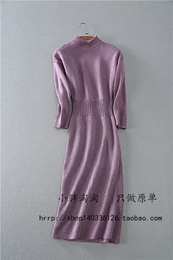 08165出口单 2015冬装新品欧美OL半高领修身针织连衣裙女0.72