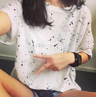 2015夏季新款女装韩版小清新简约显瘦女上衣大码宽松短袖纯棉t恤