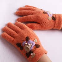 韩版秋冬季毛线手套女保暖加厚针织学生骑车分指手套
