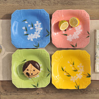 日式釉下彩家用餐具陶瓷盘子手绘牛排盘创意西餐餐盘菜盘鱼盘碟子