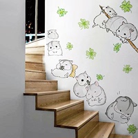 卡通墙贴画儿童房卧室厨房餐厅楼梯玻璃门装饰可爱动物贴纸小仓鼠