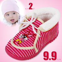 特价1-3岁宝宝鞋 女 男童冬季儿童系带轻软底雪地靴学步保暖棉鞋