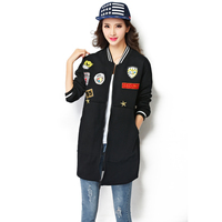 8201实拍加厚棒球服女2015韩版新款大码加绒中长款卫衣秋冬外套潮