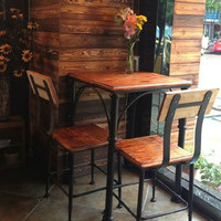 美式复古铁艺咖啡厅桌椅 实木茶几阳台酒吧户外吧台桌椅休闲组合