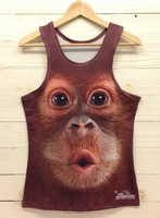 3D猴子背心 猩猩图案 打底衫潮汗背心3d嘟嘟猴 立体动物图案印花