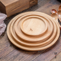 日式木盘木碟实木杯托碗托圆形大小披萨盘西餐牛排面包寿司圆盘