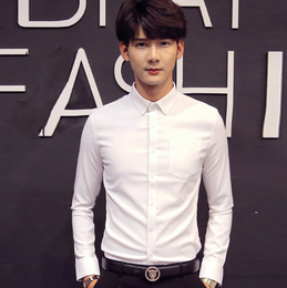 秋季韩版衬衫男士长袖衣服青年休闲潮衬衣修身上衣个性白寸衫男装