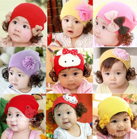韩版秋冬款宝宝帽婴儿毛线帽儿童帽子假发帽子公主假发套头帽包邮