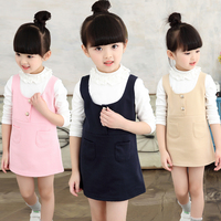 2016童装女童套装春秋儿童装韩版长袖打底衫+背带裙两件套装儿童