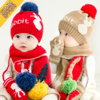 子1-2-3岁3件套宝宝帽子婴儿帽子秋冬季手套围巾套装男女儿童帽