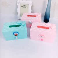 卡通蝴蝶结可爱纸巾盒韩国创意塑料纸巾筒客厅卫生间纸巾抽抽纸盒