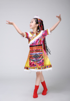 儿童演出服藏族少数民族舞蹈服女水袖蒙古族幼儿舞台表演服亲子装