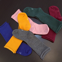 2016秋冬款童装袜子韩国男女宝宝婴幼儿纯色松口卷边中筒袜堆堆袜