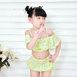 韩国儿童泳衣女童女孩泳装公主比基尼宝宝分体裙式小中大童游泳衣