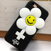 女神黑白山茶花iPhone6S手机壳立体花朵苹果6plus硅胶7plus保护套