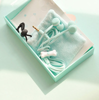 韩版可爱马卡龙糖果色手机耳机入耳式通用带麦线控收纳袋苹果女生