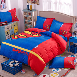 卡通四件套超人儿童床单被套学生宿舍美国队长三件套可爱床上用品
