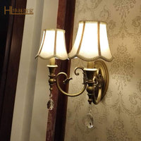 欧式田园水晶壁灯 美式乡村温馨床头镜前灯 走廊过道卧室客厅灯具