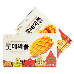韩国进口零食品lotte正品乐天奶油鸡蛋煎饼薄饼 瓦夫饼干40g