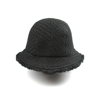 CLEANFLOW原创设计秋冬可折叠黑色羊毛粗花呢渔夫帽礼帽遮阳帽