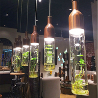 北欧玻璃创意吊灯餐厅卧室书房现代简约仿原木色插花装饰吊灯
