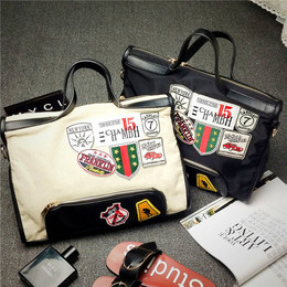 帆布A4公文袋包2016新款韩版个性牛津布包包纯手工刺绣电脑包13寸