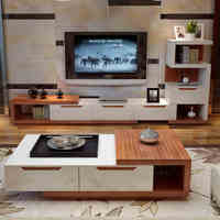 简约现代可伸缩欧美式钢化玻璃电视柜 茶几组合时尚客厅电视机柜