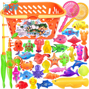 宝宝小孩儿童钓鱼玩具套装戏水塑料磁性益智小猫捞鱼toys