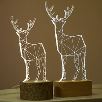 宜家创意小鹿灯夜灯圣诞节情人节礼品北欧实木小鹿台灯生日礼物