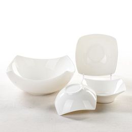 纯白陶瓷碗家用异型碗 骨瓷餐具纯色简约正品无铅欧式家用汤菜碗