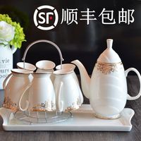 骨瓷水具套装 热水壶 陶瓷凉水具送礼盒 茶壶家用 杯子水杯套装