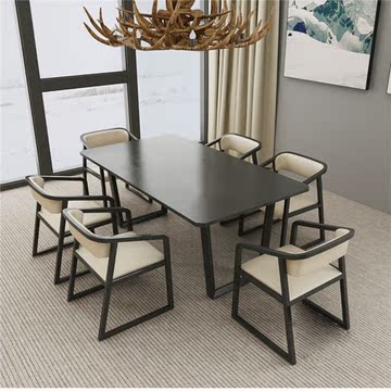 现代新中式餐椅 售楼处实木洽谈椅茶馆会所接待桌椅会议室沙发椅
