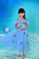 2016迪士尼春夏季灰姑娘冰雪奇缘艾莎女童儿童装礼服连衣公主裙子