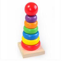 木制叠叠乐叠叠圈彩虹塔套塔套柱 0-1-2岁婴儿童宝宝玩具益智积木