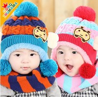 韩新款宝宝婴儿童男女企鹅加绒毛线针织帽子护耳帽秋冬季保暖加厚