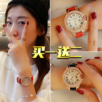 女表皮带韩国时尚潮流学生复古时装水钻不防水机械石英表女士手表
