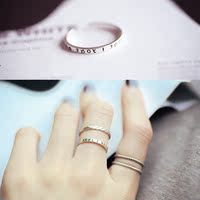 那抹银925纯银戒指戒指女日韩韩国简约希腊复古字母文字指环