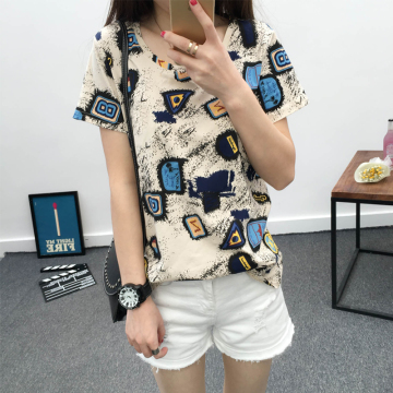 清仓/买一送一 二件29.9元韩版夏装新款时尚女短袖印花t恤衫长袖