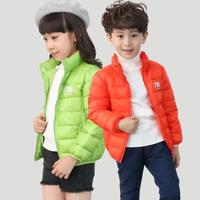2016新款中大男女童儿童韩版纯色棉衣服轻薄款短款 儿童保暖棉服
