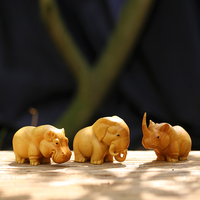 小叶黄杨木雕刻手把件玩手工家居动物小摆件犀牛大象河马非洲三宝