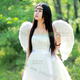 天使翅膀白色羽毛翅膀万圣节成人儿童表演出道具新娘婚庆花童装扮