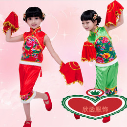 六一儿童喜庆演出服幼儿开门红民族秧歌舞台表演服女童手绢舞蹈服